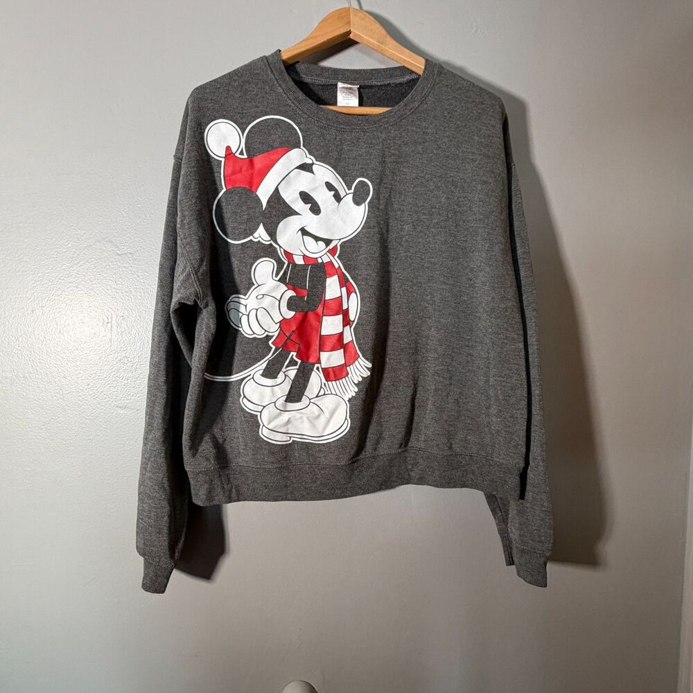 Disney Mickey Mouse Sweatshirt XXL Gray Christmas Graphic Crewneck